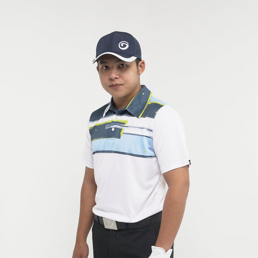 Men's Golf Shirt Stripe Blue Squared