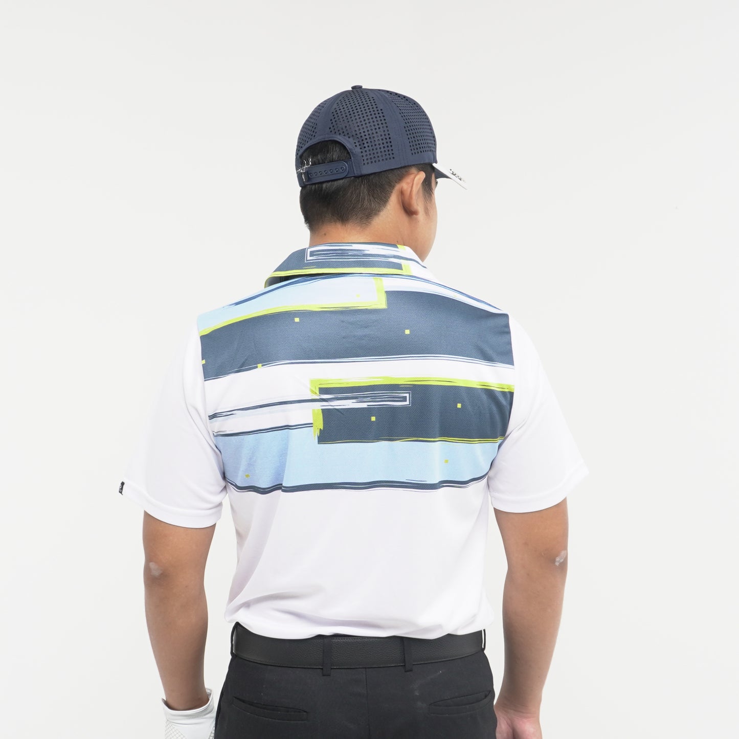 Men's Golf Shirt Stripe Blue Squared